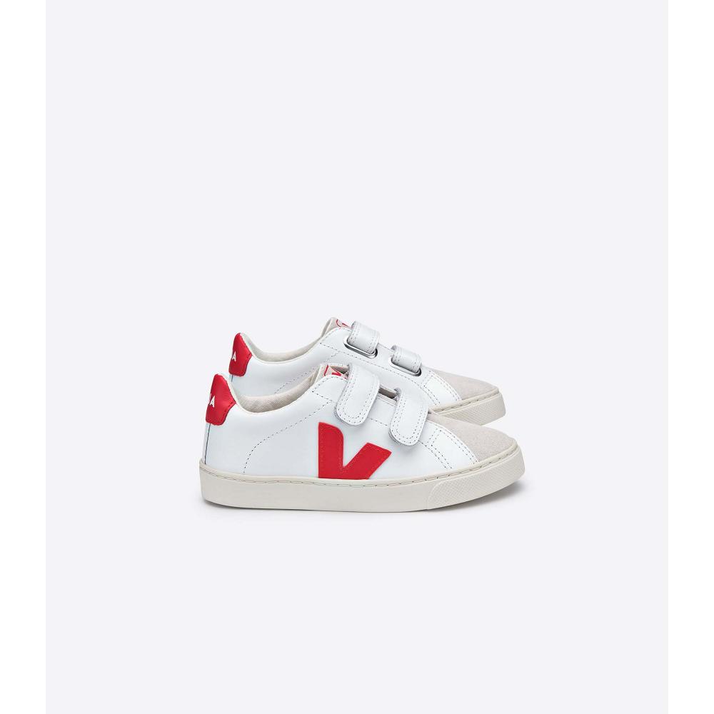 Veja ESPLAR LEATHER Kids\' Sneakers White/Red | NZ 811ILH